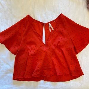 Cute red blouse that ties in back!
